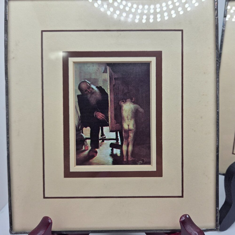 Vintage Small Paul Peel Art Print Titled The Tired Model Canadian Framed Matted